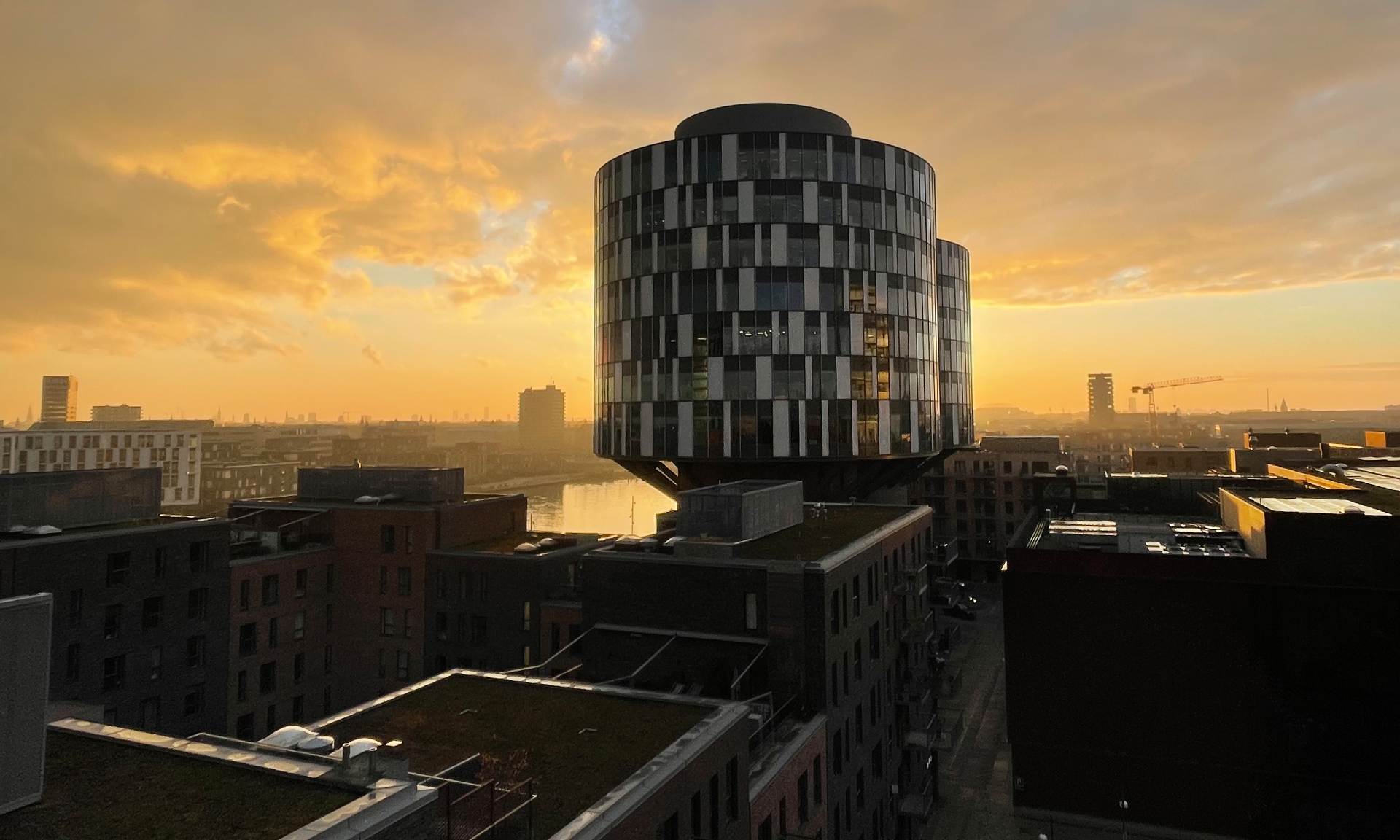 Portland-Towers in Kopenhagen bei Sonnenuntergang