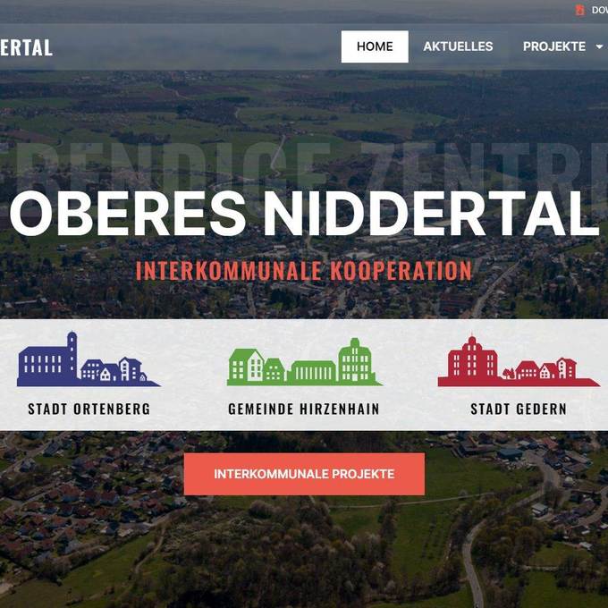 : Screenshot Startseite Website „Oberes Niddertal“